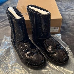 Black sequin UGG boots